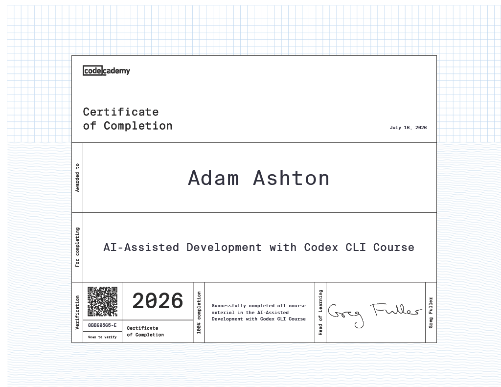 Codex Dev certificate