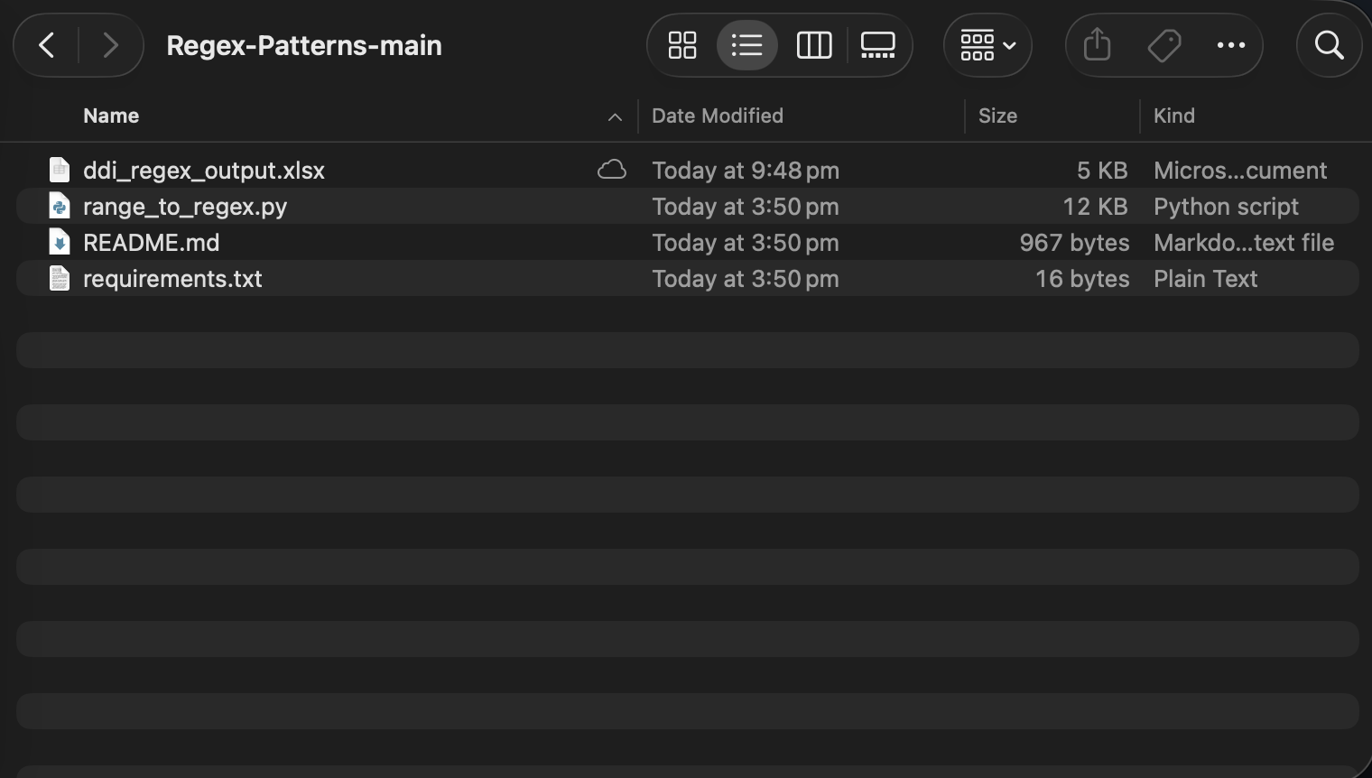 Regex Patterns Generator output screenshot