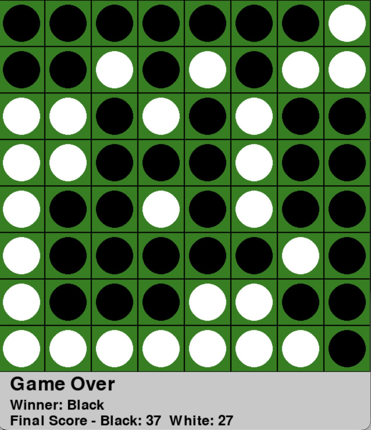 Othello game end screenshot